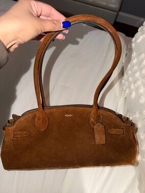 Coach Suede Shoulder Bag in Chestnut Brown